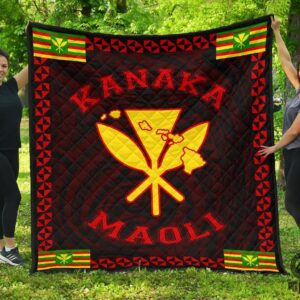 Kanaka Maoli Flag Polynesian Premium Quilt Red  Love Style  Ah  J1  Quilt